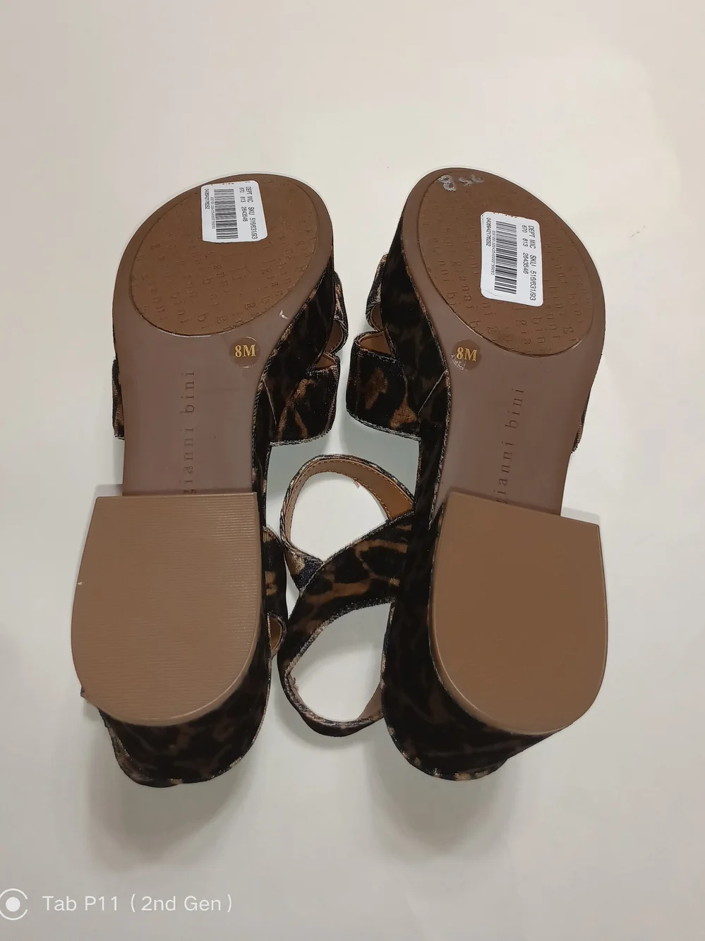 Gianni Bini Joize Leopard Velvet Crossband Platform Block Heel Sandals Size 8